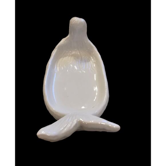 Mermaid Serving Dish Catchall Vanity Tray Bowl Sushi Roll Plate White Ceramic - Picture 6 of 9